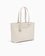 Bolso shopping logotipo en relieve y colgante metálico marfíl